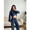 Salaş Crop & Pantolon Takım - LACİVERT