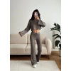 Salaş Crop & Pantolon Takım - VİZON