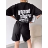 San Andreas Unisex Şortlu Takım-SİYAH