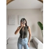 Şerit Fermuar Crop - HAKİ