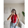 Şerit Fermuar Crop - KIRMIZI