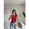 Şerit Fermuar Crop - KIRMIZI