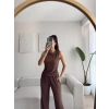 Sıfır Kol Yan Büzgülü İkili Takım - KAHVE