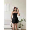 Simli Straplez Şortlu Elbise - SİYAH