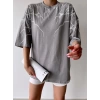 Şimşek Baskılı Unisex Oversize T-shirt-GRİ