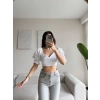 Sırt Bağcıklı Karpuz Kol Crop - BEYAZ