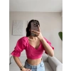 Sırt Bağcıklı Karpuz Kol Crop - FUŞYA