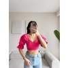 Sırt Bağcıklı Karpuz Kol Crop - FUŞYA