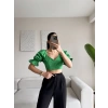 Sırt Bağcıklı Karpuz Kol Crop - YEŞİL
