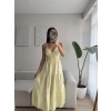 Sırt Çapraz Askılı Elbise - SARI