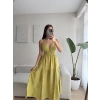 Sırt Çapraz Askılı Elbise - YAĞ YEŞİLİ