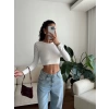 Sırt Dekolte Crop - BEYAZ