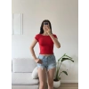 Sırt Dekolte Crop - KIRMIZI