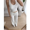 Sırt Dekolte Crop & Pantolon Takım - BEYAZ