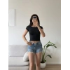 Sırt Dekolte Crop - SİYAH