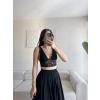 Sırt Dekolte Dantelli Bralet - SİYAH