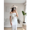 Sırt Dekolte Madonna Elbise - BEYAZ