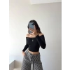 Sırt Detay Crop Bluz-SİYAH