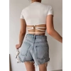 Sırt Detay Halka Crop-BEYAZ