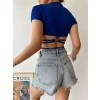 Sırt Detay Halka Crop-MAVİ
