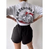 Sırt Ve Ön Baskılı Unisex Oversize T-shirt-BEYAZ