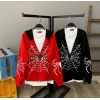 Spider Baskı Oversize Unisex Hırka - KIRMIZI