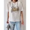 Stay Beautiful Unisex Oversize T-shirt-BEYAZ