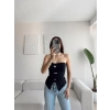Straplez Aksesuar Detay Bluz - SİYAH