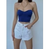 Straplez Bluz-MAVİ