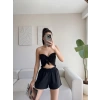 Straplez Crop & Şortlu Takım - SİYAH