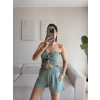 Straplez Crop & Şortlu Takım - YEŞİL