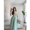 Straplez Poplin Cepli Elbise - YEŞİL