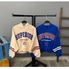 Superior-1975 Kol Şerit Oversize Sweatshirt-BEJ