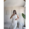 Tek Omuz Crop & Etekli Takım - BEYAZ