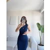 Tek Omuz Crop & Etekli Takım - LACİVERT