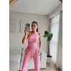 Tek Omuz Crop & Pantolon Takım - PUDRA