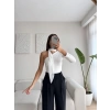 Tek Omuz Fularlı Bluz - BEYAZ