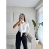 Tek Omuz Fularlı Bluz - BEYAZ