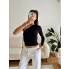 Tek Omuz Kuşaklı Crop - SİYAH