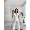 Tokalı Kruvaze Pantolon Takım - BEYAZ