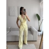 Tokalı Kruvaze Pantolon Takım - SARI