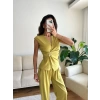 Tokalı Kruvaze Pantolon Takım - YAĞ YEŞİLİ