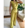 Tokalı Kruvaze Pantolon Takım - YAĞ YEŞİLİ