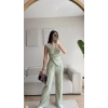 Tokalı Kruvaze Pantolon Takım - YEŞİL