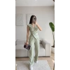 Tokalı Kruvaze Pantolon Takım - YEŞİL