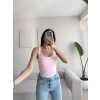 U Yaka Astarlı Crop - PEMBE