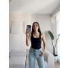 U Yaka Astarlı Crop - SİYAH