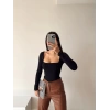 U Yaka Bodysuit-SİYAH