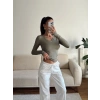 V Yaka Belize Kumaş Crop - YEŞİL