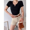 V Yaka Kaşkorse Crop-SİYAH